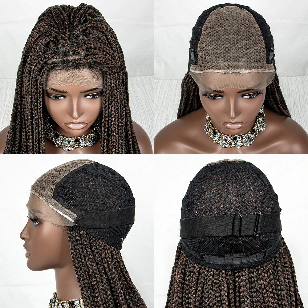 36" Water Wave Braided Wig | Lace Front | Baby Hair | Long Braids