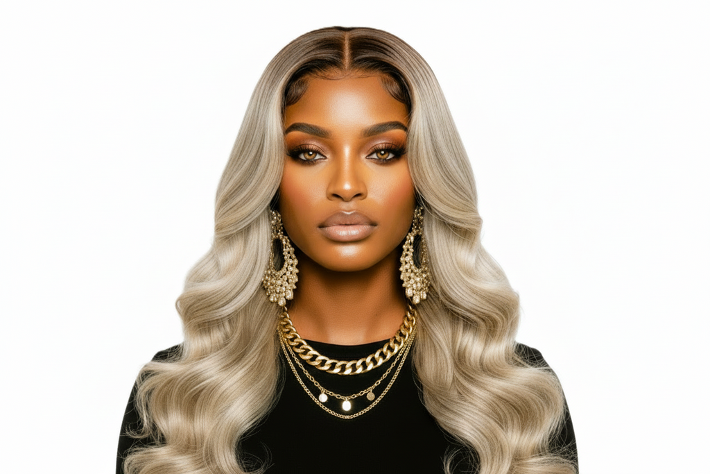 Ash Blonde Balayage Wig 24' Human Hair Body Wave Wear and Go Glueless Blonde Prebleached